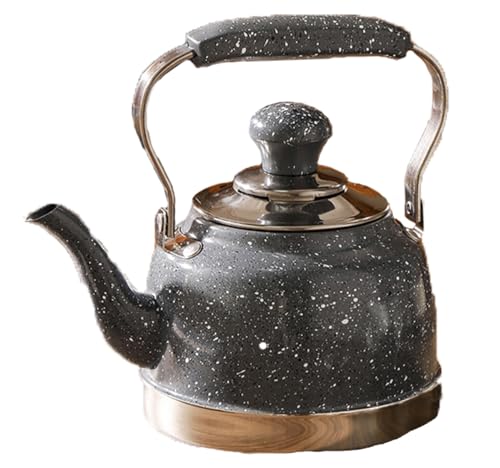 WhistlingTea Wasserkocher für Herdplatte, Edelstahl-Wasserkessel für Herdplatten, Induktionssteinkessel mit lauter Pfeife, perfekt für die Zubereitung von heißem Wasser, Kaffee, Milch, Grau, 1,5 l von INLETTER