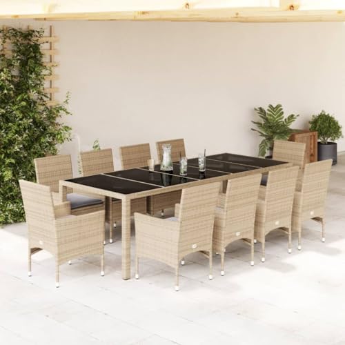 INLIFE 11-TLG. Garten-Essgruppe mit Kissen Beige Poly Rattan und Glas,Möbel,Gartenmöbel,Gartenmöbel-Sets,Beige,113 KG,3278594 INLIFE 11-TLG. Garten-Essgruppe mit Kissen Beige Poly Rattan und Glas,Möbel,Gartenmöbel,Gartenmöbel-Sets,Beige,113 KG,3278594 von INLIFE