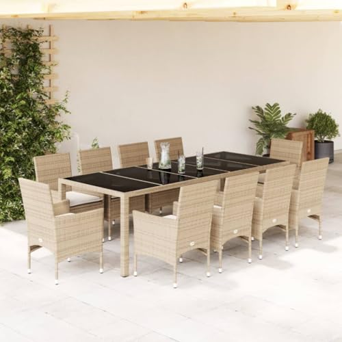 INLIFE 11-TLG. Garten-Essgruppe mit Kissen Beige Poly Rattan und Glas,Möbel,Gartenmöbel,Gartenmöbel-Sets,Beige,114.2 KG,3278596 INLIFE 11-TLG. Garten-Essgruppe mit Kissen Beige Poly Rattan und Glas,Möbel,Gartenmöbel,Gartenmöbel-Sets,Beige,114.2 KG,3278596 von INLIFE
