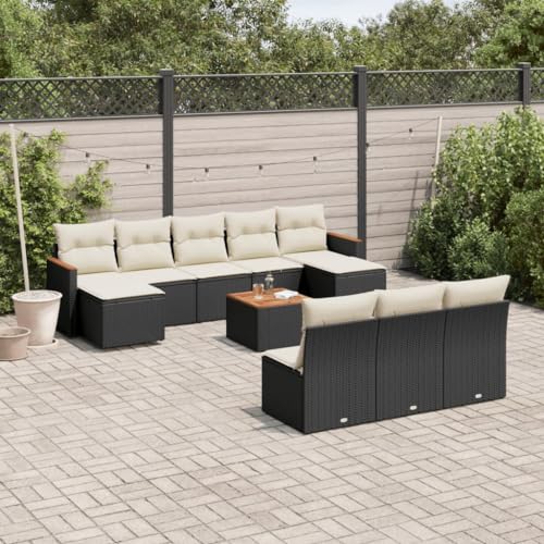 INLIFE 11-TLG. Garten-Sofagarnitur mit Kissen Schwarz Poly Rattan,Möbel,Gartenmöbel,Gartenmöbel-Sets,Schwarz,81.4 KG,3226392 von INLIFE