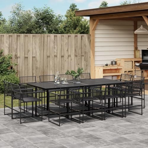 INLIFE 13-TLG. Garten-Essgruppe Schwarz Poly Rattan,Möbel,Gartenmöbel,Gartenmöbel-Sets,Schwarz,114.6 KG,3295040 von INLIFE