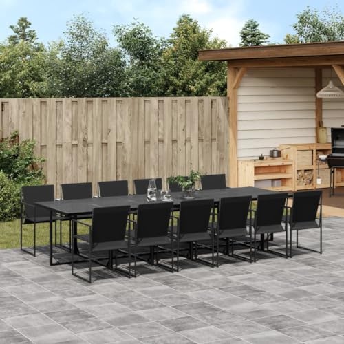 INLIFE 13-TLG. Garten-Essgruppe Schwarz Textilene,Möbel,Gartenmöbel,Gartenmöbel-Sets,Schwarz,131.4 KG,3295122 von INLIFE