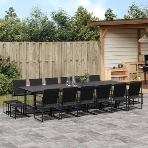 INLIFE 17-TLG. Garten-Essgruppe Schwarz Textilene,Möbel,Gartenmöbel,Gartenmöbel-Sets,Schwarz,140.6 KG,3295132 von INLIFE