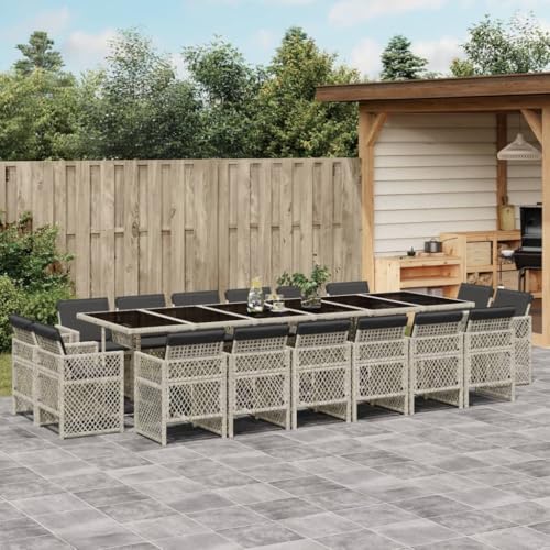 INLIFE 17-TLG. Garten-Essgruppe mit Kissen Hellgrau Poly Rattan,Möbel,Gartenmöbel,Gartenmöbel-Sets,Grau,178.7 KG,3210887 INLIFE 17-TLG. Garten-Essgruppe mit Kissen Hellgrau Poly Rattan,Möbel,Gartenmöbel,Gartenmöbel-Sets,Grau,178.7 KG,3210887 von INLIFE