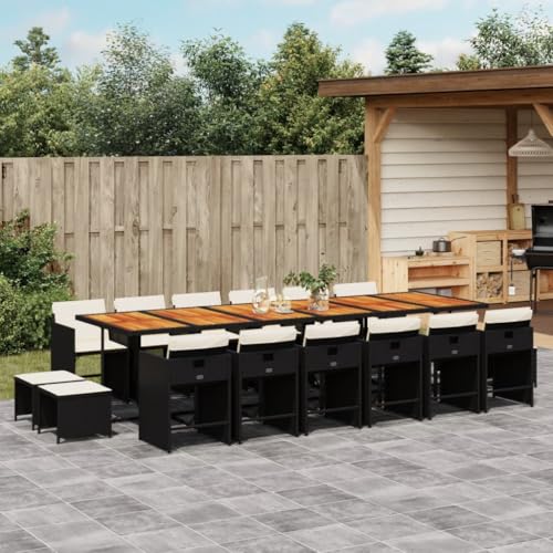 INLIFE 17-TLG. Garten-Essgruppe mit Kissen Schwarz Poly Rattan,Möbel,Gartenmöbel,Gartenmöbel-Sets,Schwarz,142.6 KG,3277958 von INLIFE