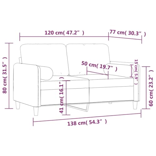 INLIFE 2-Sitzer-Sofa mit Zierkissen Braun 120 cm Samt,Möbel,Sofas,Braun,22.3 KG,3200878 von INLIFE