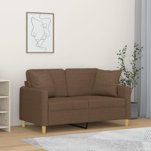 INLIFE 2-Sitzer-Sofa mit Zierkissen Braun 120 cm Stoff,Möbel,Sofas,Braun,22.75 KG,3200904 von INLIFE