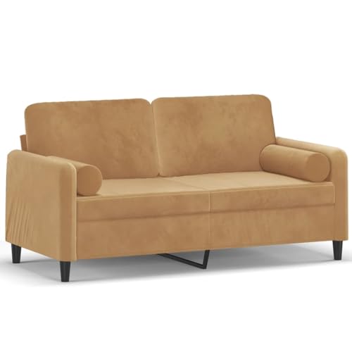 INLIFE 2-Sitzer-Sofa mit Zierkissen Braun 140 cm Samt,Möbel,Sofas,Braun,23.7 KG,3200888 von INLIFE