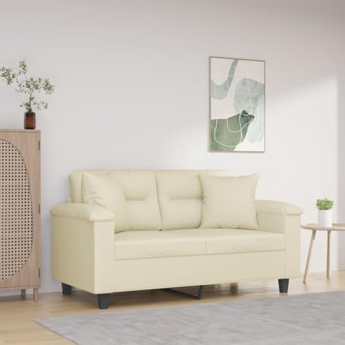 INLIFE 2-Sitzer-Sofa mit Zierkissen Creme 120 cm Kunstleder,Möbel,Sofas,Creme,25.75 KG,3200984 von INLIFE