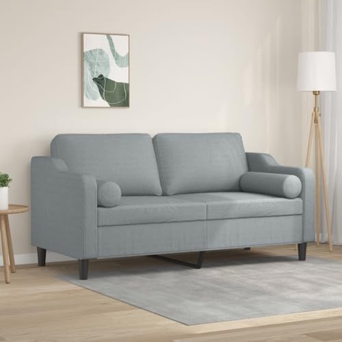 INLIFE 2-Sitzer-Sofa mit Zierkissen Hellgrau 140 cm Stoff,Möbel,Sofas,Grau,25.4 KG,3200845 von INLIFE