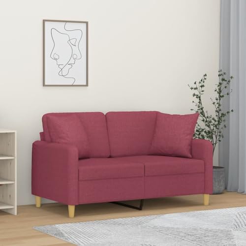 INLIFE 2-Sitzer-Sofa mit Zierkissen Weinrot 120 cm Stoff,Möbel,Sofas,Rot,22.75 KG,3200907 von INLIFE