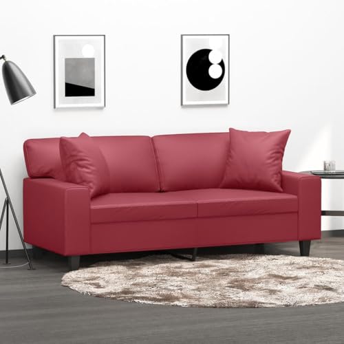 INLIFE 2-Sitzer-Sofa mit Zierkissen Weinrot 140 cm Kunstleder,Möbel,Sofas,Rot,27.45 KG,3200869 von INLIFE