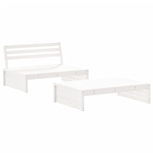 INLIFE 2-TLG. Garten-Lounge-Set Weiß Massivholz Kiefer,Möbel,Gartenmöbel,Gartenmöbel-Sets,Weiß,32.19 KG,3186621 von INLIFE