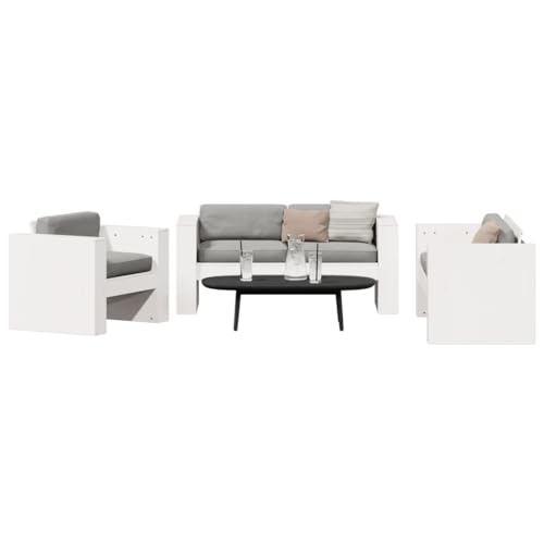 INLIFE 2-TLG. Garten-Lounge-Set Weiß Massivholz Kiefer,Möbel,Gartenmöbel,Gartenmöbel-Sets,White Pine,61.22 KG,3216896 von INLIFE