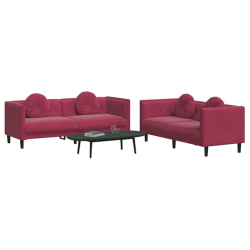 INLIFE 2-TLG. Sofagarnitur mit Kissen Weinrot Samt,Möbel,Sofas,Rot,58.7 KG,3209261 von INLIFE