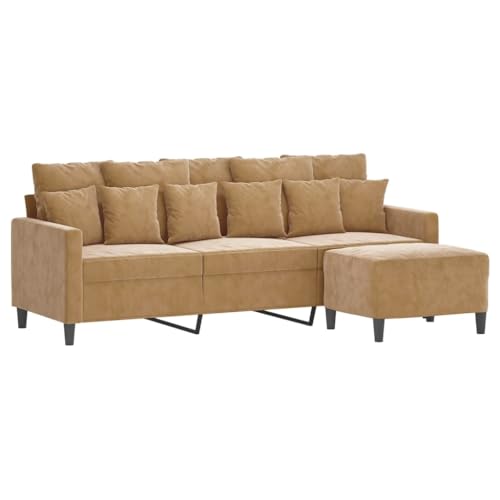 INLIFE 3-Sitzer-Sofa mit Hocker Braun 180 cm Samt,Möbel,Sofas,Braun,34.65 KG,3201114 von INLIFE