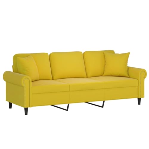 INLIFE 3-Sitzer-Sofa mit Zierkissen Gelb 180 cm Samt,Möbel,Sofas,Gelb,31.15 KG,3200961 von INLIFE