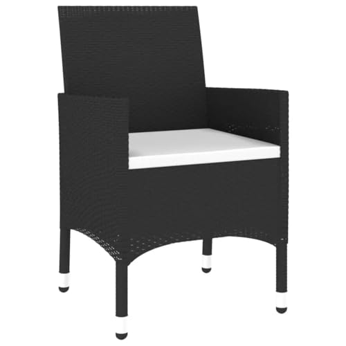 INLIFE 3-TLG. Bistro-Set Poly-Rattan und Hartglas Schwarz,Möbel,Gartenmöbel,Gartenmöbel-Sets,Schwarz,21.5 KG,3095901 von INLIFE