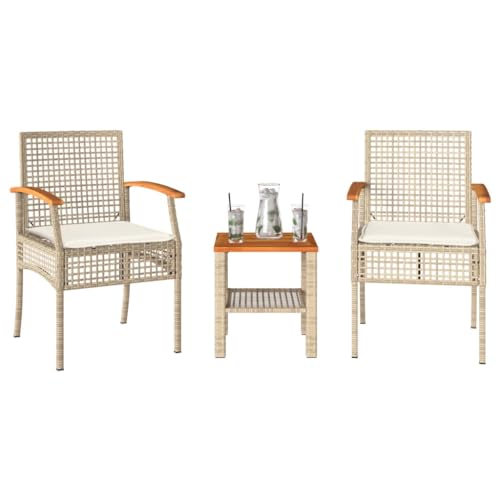 INLIFE 3-TLG. Bistro-Set mit Kissen Beige Poly Rattan Akazienholz,Möbel,Gartenmöbel,Gartenmöbel-Sets,Beige,15.2 KG,366261 INLIFE 3-TLG. Bistro-Set mit Kissen Beige Poly Rattan Akazienholz,Möbel,Gartenmöbel,Gartenmöbel-Sets,Beige,15.2 KG,366261 von INLIFE