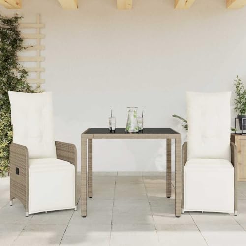 INLIFE 3-TLG. Garten-Bistro-Set mit Kissen Braun Poly Rattan,Möbel,Gartenmöbel,Gartenmöbel-Sets,Braun,34.6 KG,3277209 von INLIFE