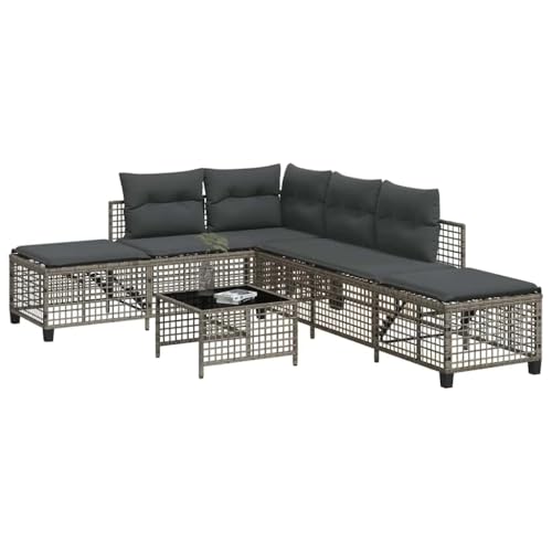 INLIFE 3-TLG. Garten-Ecksofa-Set mit Kissen Grau Poly Rattan,Möbel,Gartenmöbel,Gartensitzmöbel,Gartensofas,Grau,30 KG,365446 von INLIFE