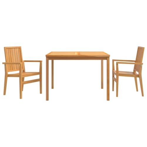 INLIFE 3-TLG. Garten-Essgruppe Massivholz Teak,Möbel,Gartenmöbel,Gartenmöbel-Sets,Braun,39.8 KG,3157911 von INLIFE