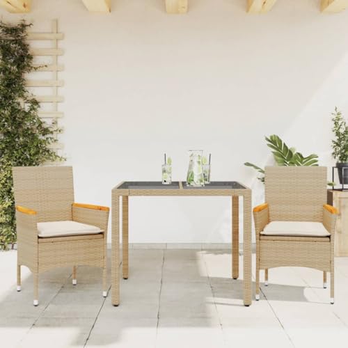 INLIFE 3-TLG. Garten-Essgruppe mit Kissen Beige Poly Rattan und Glas,Möbel,Gartenmöbel,Gartenmöbel-Sets,Beige,29.2 KG,3278657 INLIFE 3-TLG. Garten-Essgruppe mit Kissen Beige Poly Rattan und Glas,Möbel,Gartenmöbel,Gartenmöbel-Sets,Beige,29.2 KG,3278657 von INLIFE