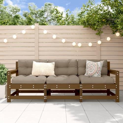 INLIFE 3-TLG. Garten-Lounge-Set Honigbraun Massivholz Kiefer,Möbel,Gartenmöbel,Gartensitzmöbel,Gartensofaelemente,Braun,26.25 KG,825530 von INLIFE