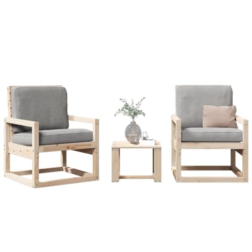 INLIFE 3-TLG. Garten-Lounge-Set Massivholz Kiefer,Möbel,Gartenmöbel,Gartenmöbel-Sets,Braun,27.3 KG,832552 von INLIFE