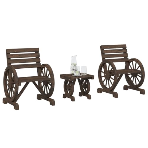 INLIFE 3-TLG. Garten-Lounge-Set Massivholz Tanne,Möbel,Gartenmöbel,Gartenmöbel-Sets,Braun,25.2 KG,3207130 von INLIFE