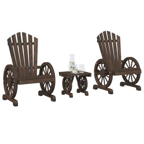 INLIFE 3-TLG. Garten-Lounge-Set Massivholz Tanne,Möbel,Gartenmöbel,Gartenmöbel-Sets,Braun,27.1 KG,3207122 von INLIFE