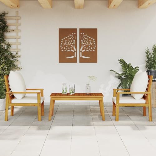 INLIFE 3-TLG. Garten-Lounge-Set mit Kissen Massivholz Akazie,Möbel,Gartenmöbel,Gartenmöbel-Sets,Braun,31.4 KG,3211807 von INLIFE