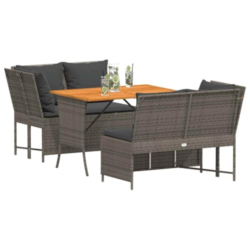 INLIFE 3-TLG. Garten-Sofagarnitur mit Kissen Grau Poly Rattan,Möbel,Gartenmöbel,Gartenmöbel-Sets,Grau,40 KG,3365343 von INLIFE