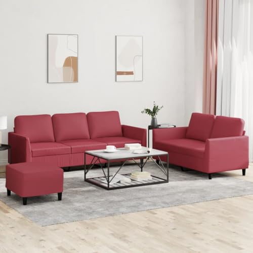 INLIFE 3-TLG. Sofagarnitur mit Kissen Weinrot Kunstleder,Möbel,Sofas,Rot,58.7 KG,3201768 von INLIFE