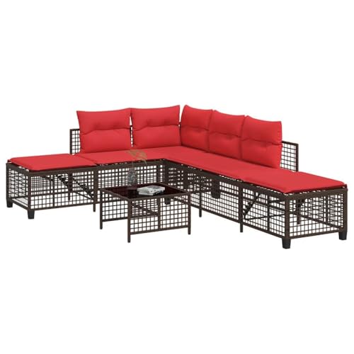 INLIFE 3-teiliges Ecksofa-Set für den Garten mit Kissen, braun, Polyrattan,Möbel,Gartenmöbel,Gartensitzmöbel,Gartensofas,Braun,30.6 KG,365451 von INLIFE