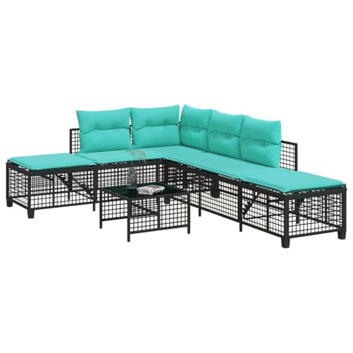 INLIFE 3-teiliges Ecksofa-Set für den Garten mit Kissen, schwarzes Polyrattan,Möbel,Gartenmöbel,Gartensitzmöbel,Gartensofas,Schwarz,30.6 KG,365452 von INLIFE