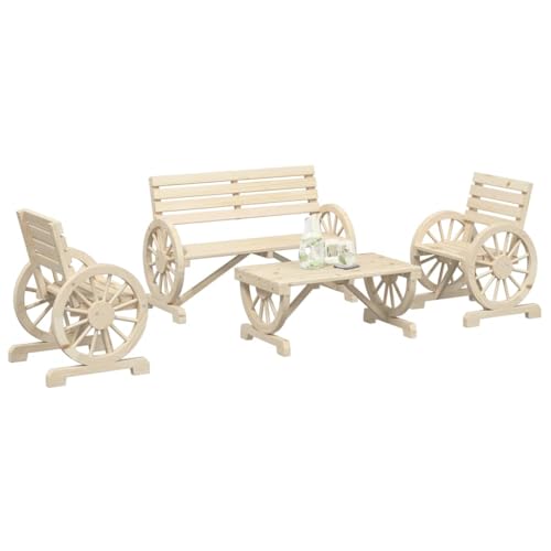 INLIFE 4-TLG. Garten-Lounge-Set Massivholz Tanne,Möbel,Gartenmöbel,Gartenmöbel-Sets,Braun,45.1 KG,3207131 von INLIFE