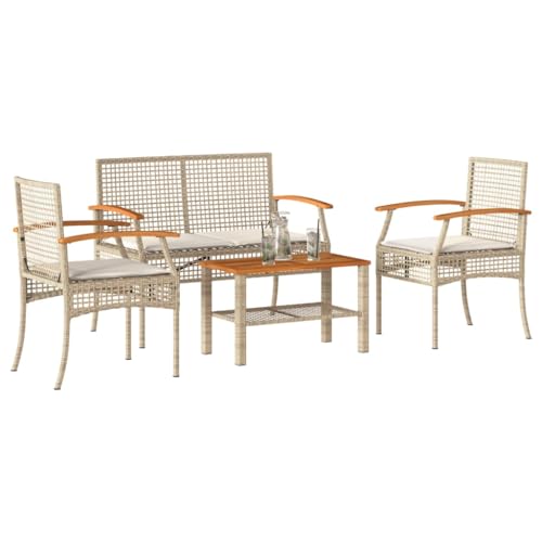 INLIFE 4-TLG. Garten-Lounge-Set mit Kissen Beige Poly Rattan,Möbel,Gartenmöbel,Gartenmöbel-Sets,Beige,24.2 KG,366268 INLIFE 4-TLG. Garten-Lounge-Set mit Kissen Beige Poly Rattan,Möbel,Gartenmöbel,Gartenmöbel-Sets,Beige,24.2 KG,366268 von INLIFE