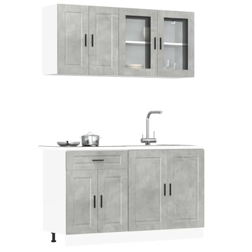 INLIFE 4-TLG. Küchenschrank-Set Porto Betongrau Holzwerkstoff,Möbel,Schränke,Küchenschränke,Grau,81.25 KG,3314875 von INLIFE