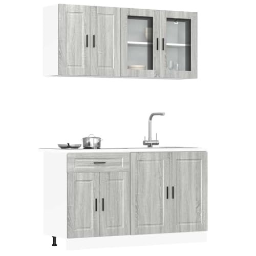 INLIFE 4-TLG. Küchenschrank-Set Porto Grau Sonoma Holzwerkstoff,Möbel,Schränke,Küchenschränke,Grau,80.9 KG,3314877 von INLIFE