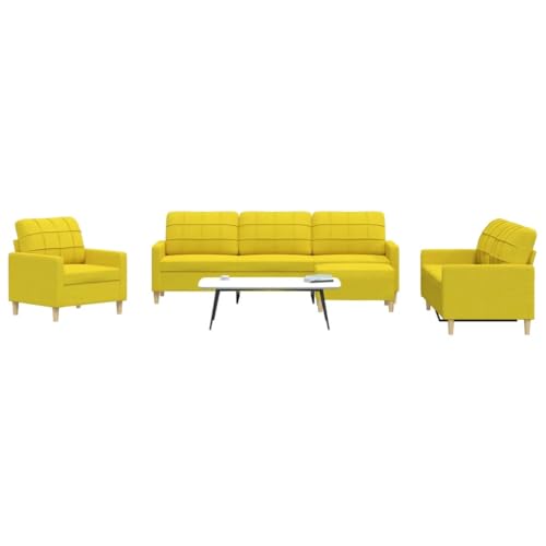 INLIFE 4-TLG. Sofagarnitur mit Fußhocker Hellgelb Stoff,Möbel,Sofas,Gelb,73.5 KG,3278300 von INLIFE