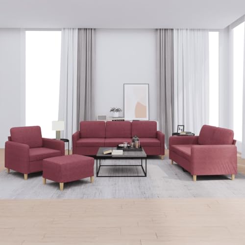 INLIFE 4-TLG. Sofagarnitur mit Kissen Weinrot Stoff,Möbel,Sofas,Rot,70.3 KG,3202068 von INLIFE