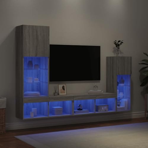 INLIFE 4-TLG. Wohnwand mit LED-Beleuchtung Grau Sonoma Holzwerkstoff,Möbel,TV-Möbel,Grau,53.32 KG,3216652 INLIFE 4-TLG. Wohnwand mit LED-Beleuchtung Grau Sonoma Holzwerkstoff,Möbel,TV-Möbel,Grau,53.32 KG,3216652 von INLIFE