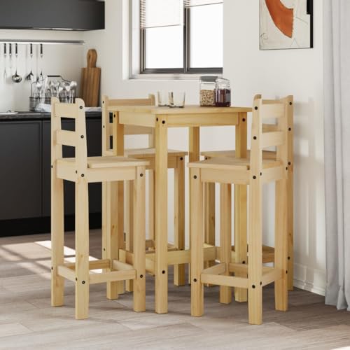 INLIFE 5-TLG. Bar-Set Massivholz Kiefer,Möbel,Möbelgarnituren,Essgruppen,Braun,33.7 KG,3217069 von INLIFE
