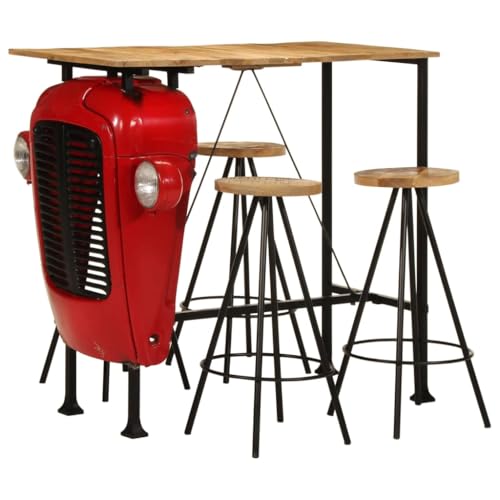 INLIFE 5-TLG. Bar-Set Massivholz Mango,Möbel,Möbelgarnituren,Essgruppen,Rot,51.24 KG,4009369 von INLIFE