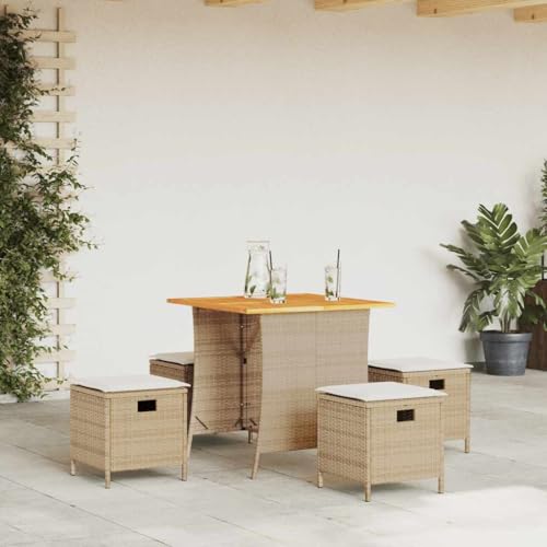 INLIFE 5-TLG. Garten-Essgruppe mit Kissen Beige Poly Rattan,Möbel,Gartenmöbel,Gartenmöbel-Sets,Beige,23.4 KG,365422 von INLIFE
