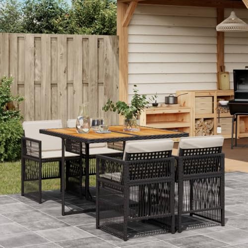 INLIFE 5-TLG. Garten-Essgruppe mit Kissen Schwarz Poly Rattan,Möbel,Gartenmöbel,Gartenmöbel-Sets,Schwarz,47.76 KG,3210903 von INLIFE