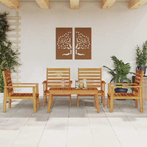 INLIFE 5-TLG. Garten-Lounge-Set Massivholz Akazie,Möbel,Gartenmöbel,Gartenmöbel-Sets,Braun,46.8 KG,3211803 von INLIFE