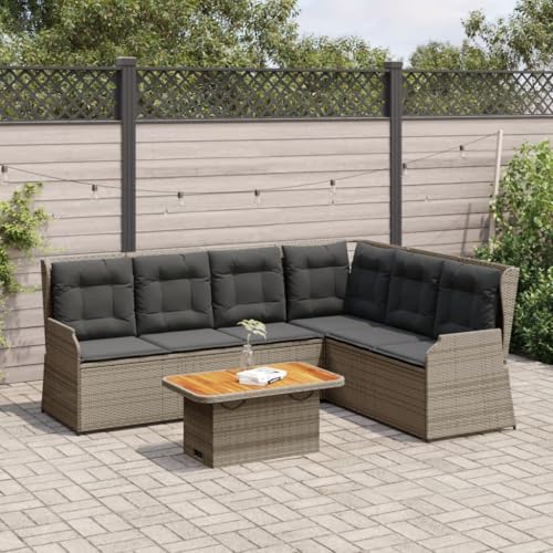 INLIFE 5-TLG. Garten-Lounge-Set mit Kissen Grau Poly Rattan,Möbel,Gartenmöbel,Gartenmöbel-Sets,Grau,67.2 KG,3262472 von INLIFE