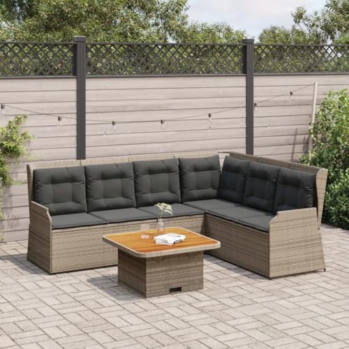 INLIFE 5-TLG. Garten-Lounge-Set mit Kissen Grau Poly Rattan,Möbel,Gartenmöbel,Gartenmöbel-Sets,Grau,69.2 KG,3262166 von INLIFE